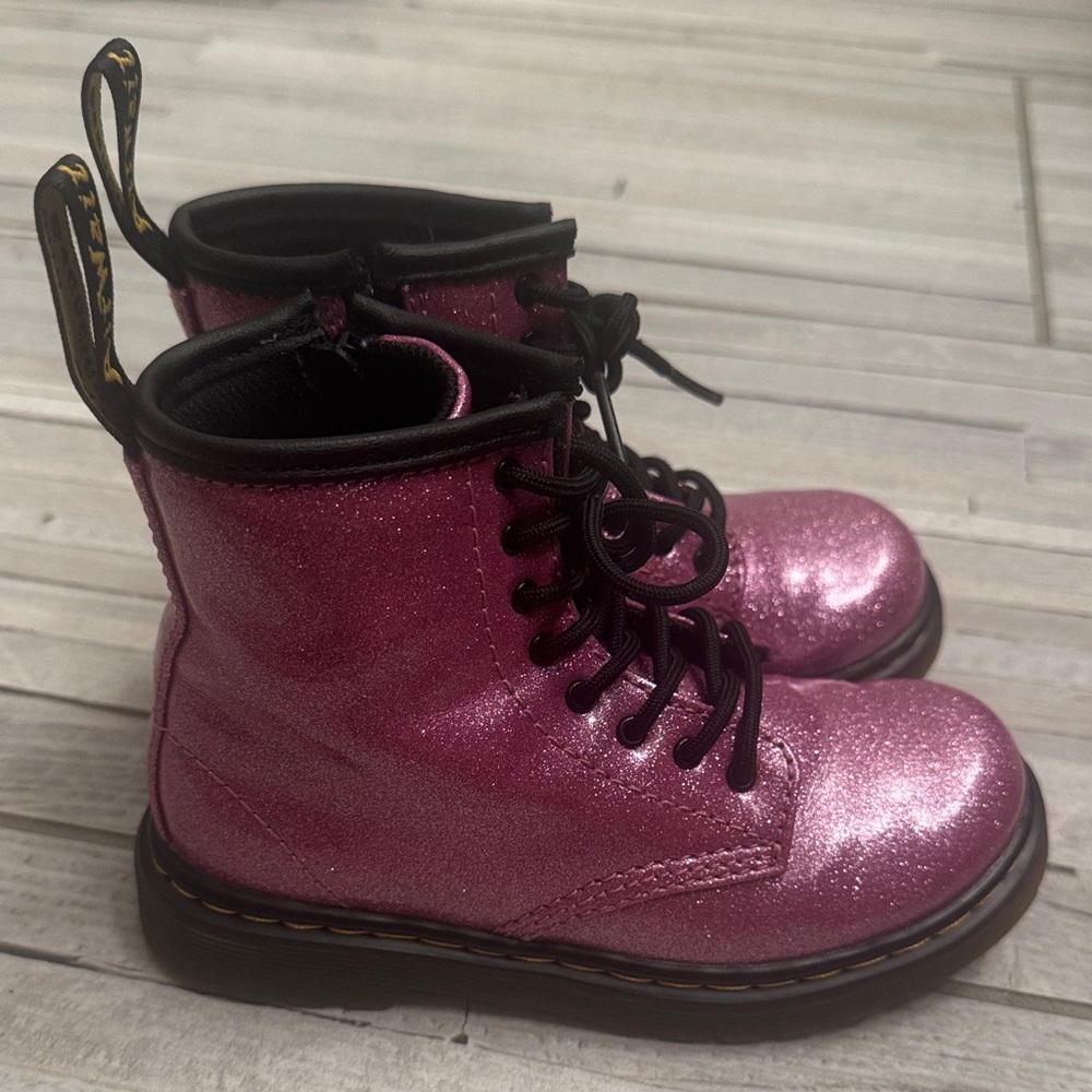 Dr. Martens Pink Glitter Combat Boots